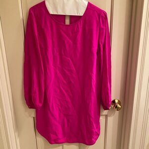 Amanda Uprichard 100% silk long sleeve pink shift dress